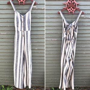 Japna Tie-Back Striped Jumpsuit